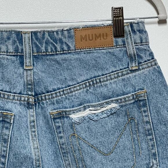 NWT Revolve Show Me Your MuMu Philly Pinch Waist Didtressed Jean Shorts Sz 26 - Picture 7 of 7